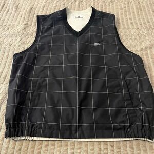 Dockers‎ Golf  Men's XL Vest Jacket Reversible Stain Defender, Windowpane Beige